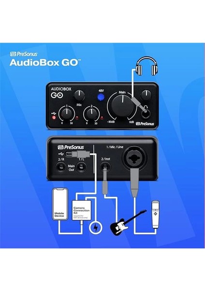 Audiobox Go, Usb-C Bağlantılı Kompakt Ses Kartı, 96 Khz, 2x2 Usb, +48V Phantom Besleme indirimleri