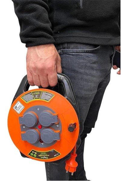 Seyyar Kablo Makarası – 10 Metre, 4 Prizli, IP44 Kapaklı, 230V 16A, 1000W – Taşınabilir Çanta Tipi fırsatları