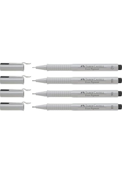 Faber-Castell Pigment Çizim Kalemi Seti, 4’lü Siyah, 0.2/0.4/0.6/0.8 mm Uç, Su ve Işık Geçirmez fiyatları