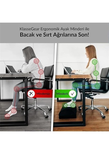 Klasse Ergonomik Visco Ayak Minderi, Oyun Koltuğu ve Ofis Koltuğu Için Anti Alerjen Ayak Yastığı