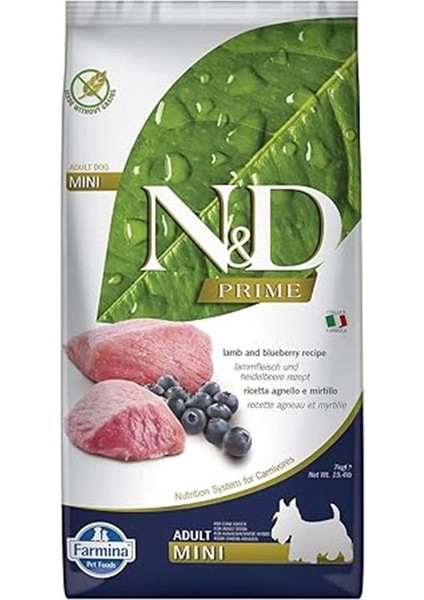 Prime Tahılsız Köpek Maması, Kuzu & Yabanmersini Yetişkin Mini 7 kg