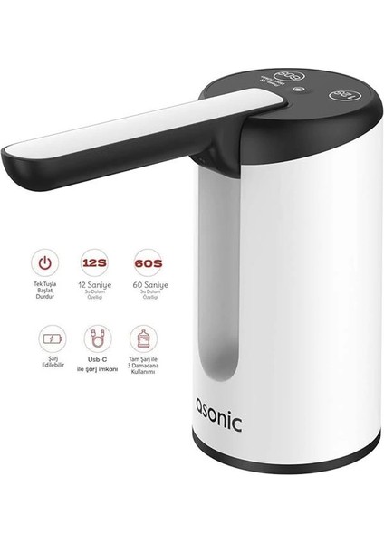 Asonic SP21 USB Şarj Edilebilir Çift Düğmeli Mini Su Pompası 1200MAH Pilli indirimleri
