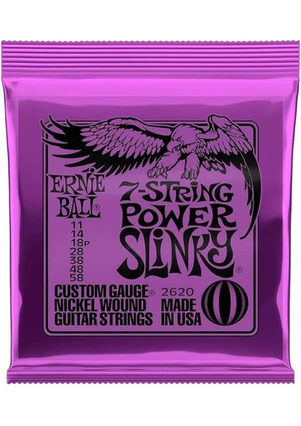 Power Slinky 7 Telli Nikel Yara Elektro Gitar Telleri, Ölçü 11-58 fiyatları