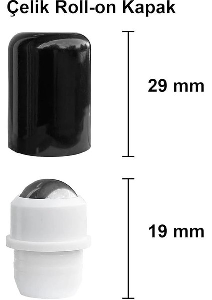 20 ml Çelik Roll On Şişesi 20 cc Sızdırmaz Siyah Kapaklı Cam Şişe 6 Adet (Amber, 20) modelleri