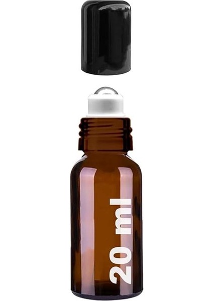 20 ml Çelik Roll On Şişesi 20 cc Sızdırmaz Siyah Kapaklı Cam Şişe 6 Adet (Amber, 20) fırsatları