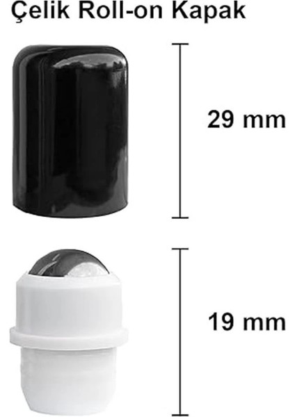 20 ml Çelik Roll On Şişesi 20 cc Sızdırmaz Siyah Kapaklı Cam Şişe 6 Adet (Amber, 20) indirimleri