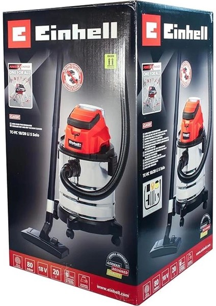 Akülü Islak/kuru Süpürge Tc-Vc 18/20 Li S-Solo Power X-Change (18V, 20 L Paslanmaz Çelik