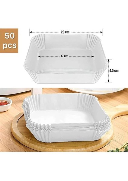 Beyaz Airfryer Pişirme Kağıdı, Fritöz Yağlı Kağıdı, Yanmaz Kağıt 50 Adet (Kare) (50) fiyatları