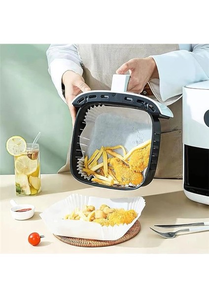 Beyaz Airfryer Pişirme Kağıdı, Fritöz Yağlı Kağıdı, Yanmaz Kağıt 50 Adet (Kare) (50) indirimleri