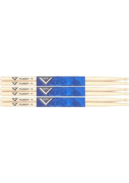 Los Angeles 5A Ahşap Uçlu Hickory Davul Çubukları, 3 Çift (VS3P5AW)