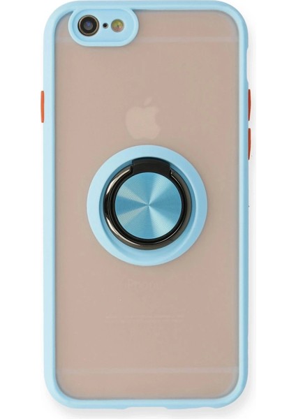 iPhone 6 Kılıf Montreal Yüzüklü Silikon Kapak - Buz MAVI-(5796)