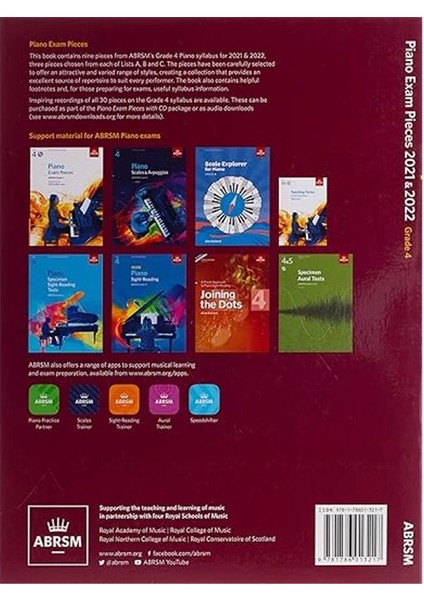 Piano Exam Pieces 2021 & 2022, Abrsm Grade 4: Selected From The 2021 & 2022 Syllabus fiyatları