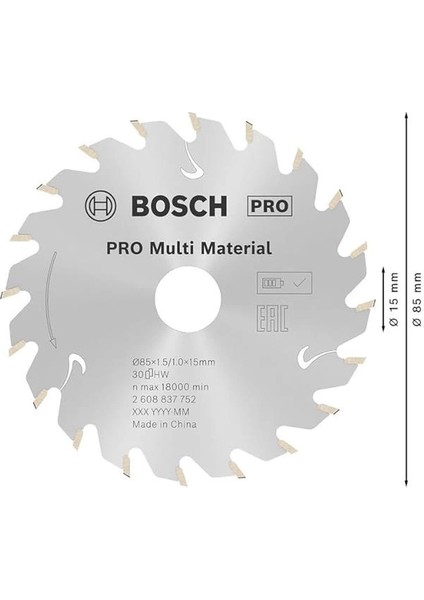 Professional Dairesel Testere Bıçağı, Standart ( 85 x 15 x 1,5 Mm, 30 Dişli, Akülü Daire