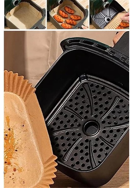 Airfryer Pişirme Kağıdı 50 Adet Hava Fritözü Kare Model Pişirme Kağıdı Air Fryer Yağsız Firitöz fiyatları