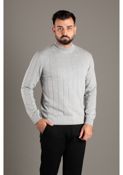 Erkek Gri Desenli Balıkçı Triko