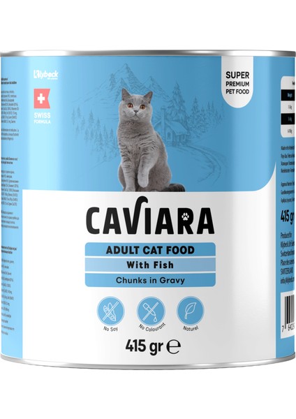 Sos Içinde Et Parçacıklı Balıklı Yetişkin Kedi Maması Konservesi 415 gr
