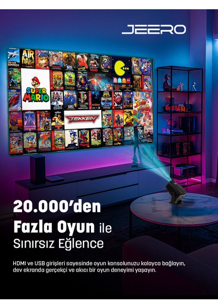 Oyunlu Projeksiyon Cihazı Android 2 Kollu -20.000 Oyun -Türkçe Menü modelleri
