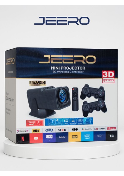 Oyunlu Projeksiyon Cihazı Android 2 Kollu -20.000 Oyun -Türkçe Menü