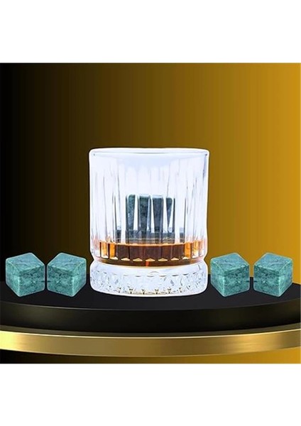 Granit 4 Adet Viski Taşı Soğutma Kesesinde Sertifikalı Babalar Günü Hediyesi