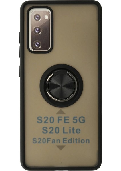 Samsung Galaxy S20 Fe Kılıf Montreal Yüzüklü Silikon Kapak - SIYAH-(5796)