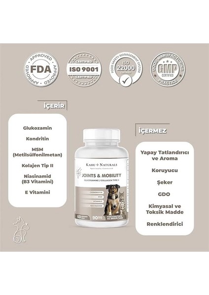 Joints&mobility, Glukozamin, Kondritin, Kolajen, Kedi ve Köpek, 60 Tablet fırsatları
