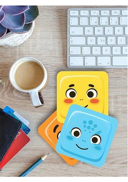 Pokemon Temalı Bardak Altlığı Ahşap Baskılı Altlık 4'lü Set (9 X9CM) KARBONNM51