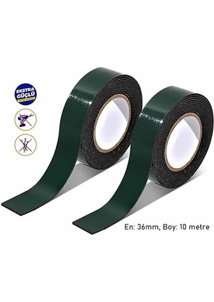 Çift Taraflı Köpük Bant Eva Montaj Bandı Siyah 36 mm x 10 Metre