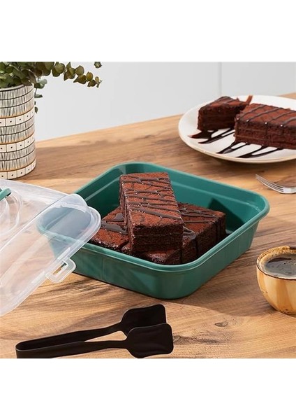 1095 Yeşil Pasta Kek Börek Kabı - Taşıma Çantası - Kilitli Fanus modelleri