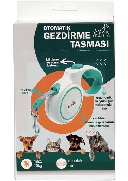 Makaralı Otomatik 5 Metre Geri Çekilebilen Kedi Köpek Gezdirme Tasması Xs/s/m indirimleri