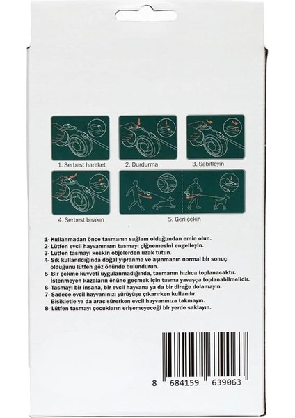 Makaralı Otomatik 5 Metre Geri Çekilebilen Kedi Köpek Gezdirme Tasması Xs/s/m