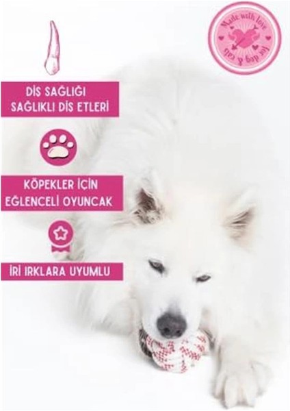 Köpek Oyuncağı 2 Adet Köpek Topu Eğitim Topu Stres Ipten Top 9 cm Büyük