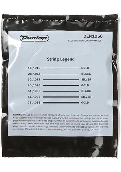 DEN1056 Nickel 7 Telli Elektro Gitar Teli (10-56)