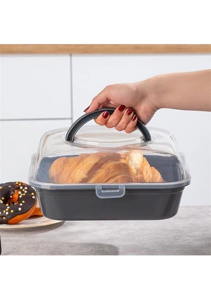 1096 Antrasit Pasta Kek Börek Kabı - Taşıma Çantası - Kilitli Fanus fırsatları