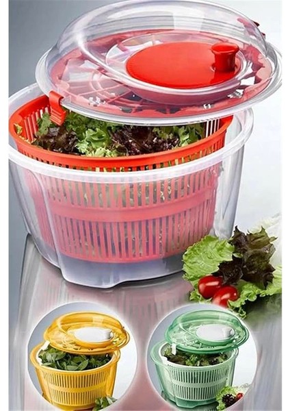 Pratik Salata Kurutucu, Sebze Yeşillik Marul Yıkama ve Kurutma Kabı Leğen Şeklinde Çevirmeli (Soluk fiyatları