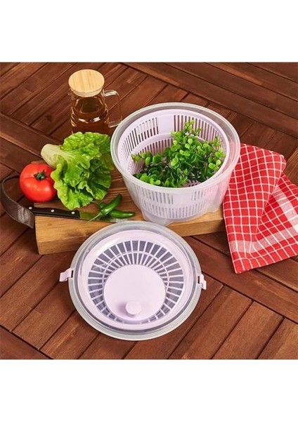 Pratik Salata Kurutucu, Sebze Yeşillik Marul Yıkama ve Kurutma Kabı Leğen Şeklinde Çevirmeli (Soluk modelleri