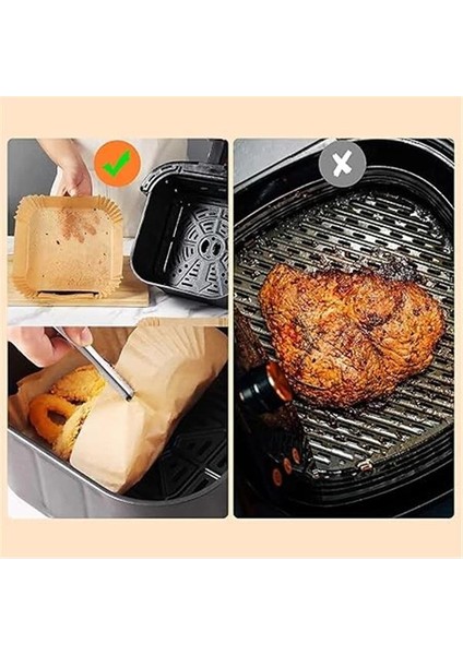 Airfryer Pişirme Kağıdı,xl-Xxl Büyük Boy, Kare, 100 Adet Hava Fritöz Parşömen Fırın