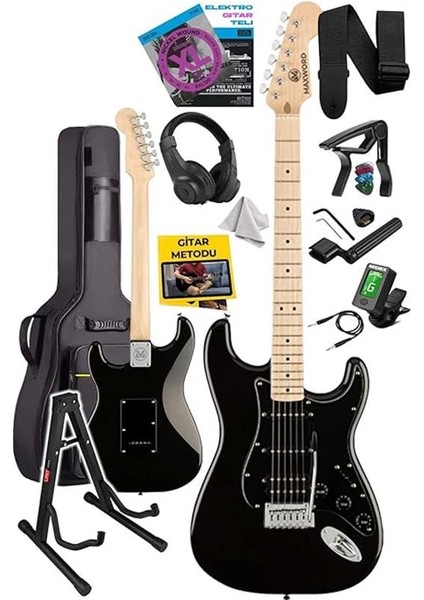 MAP-35BK-ST Maple Klavye Ssh Profesyonel Elektro Gitar Seti fiyatları