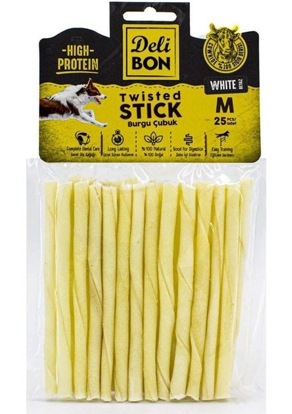 Delibon Gerçek Deriden Kalın Burgu Çubuk, THICKX25PCS., Beyaz