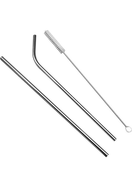 Paslanmaz Çelik Pipet, Temizleme Fırçası, Metal Pipet 2'li