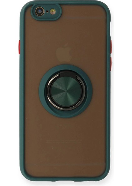 iPhone 6 Kılıf Montreal Yüzüklü Silikon Kapak - YEŞIL-(5796)