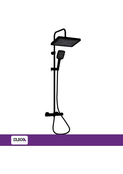 Atlas Termostatik Bataryalı Rain Duş Seti Siyah DTB.114.MS