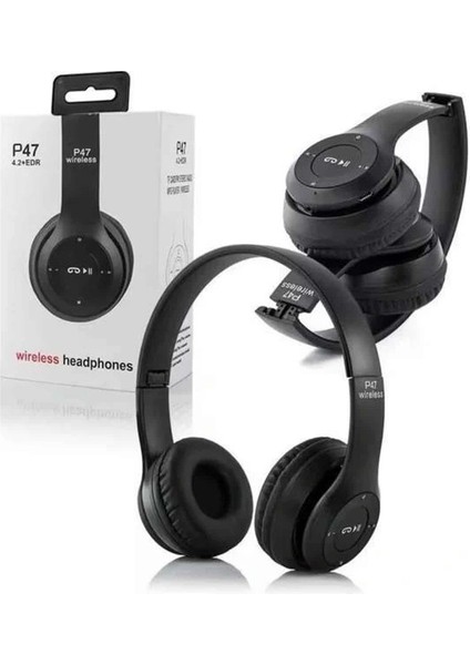 Bluetooth Kablosuz Kulaklık Siyah Wireless 5.0 Kulak Üstü Uzun Pil Ömrü modelleri