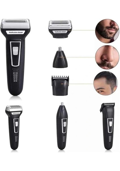 3'lü Set Saç Sakal Kesme Traş Makinesi Burun Kılı Alma Tıraş Makinesi