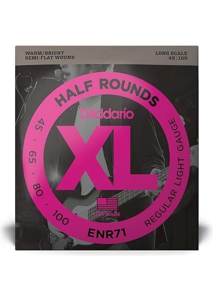 D'addario ENR71 Bas Gitar Tel Seti, Half Round Bass, Regular Lıght fiyatları