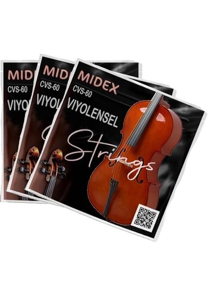 Midex Cvs-60-3x Kaliteli Çello Teli 3 Takım Set