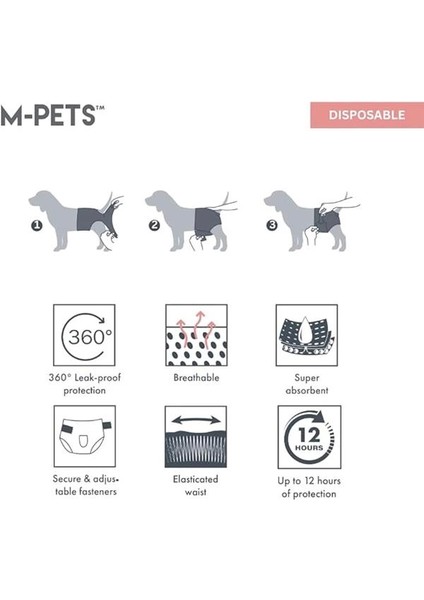 M-Pets Dıapers Dişi Köpekler Için Külot (S) 10LU fırsatları