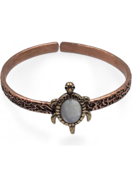 Sedef Doğal Taşlı Kaplumbağa Figürlü Saf Bakır Otantik Bilezik Doğal Taş fiyatları