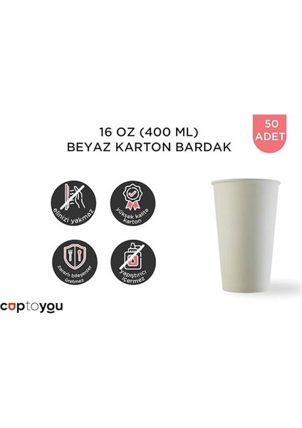 50 Adet Parti Bardağı, Beyaz Tek Kullanımlık Karton Bardak 16 Oz, Büyük Kağıt Bardak 400 fiyatları
