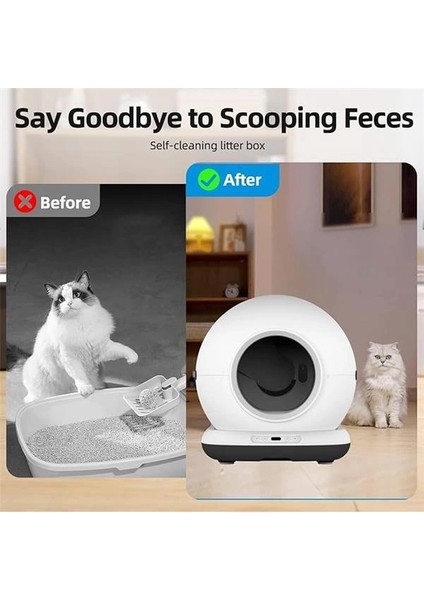 CB002 Kameralı Akıllı Otomatik Kedi Tuvaleti, App ile Uzaktan Kontrol, 72LT Hazne, 7lt Çöp