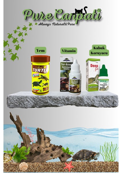 Ahm Turtle Mix 250 ml Yem + Tor-Axsol Vitamin + Deepfix Kabuk Koruyucu Seti